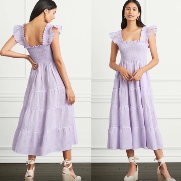 Hill House Dresses & Skirts - NWT Hill House The Ellie Nap Dress Lilac Stripe Linen Smocked A-Line Large XXL